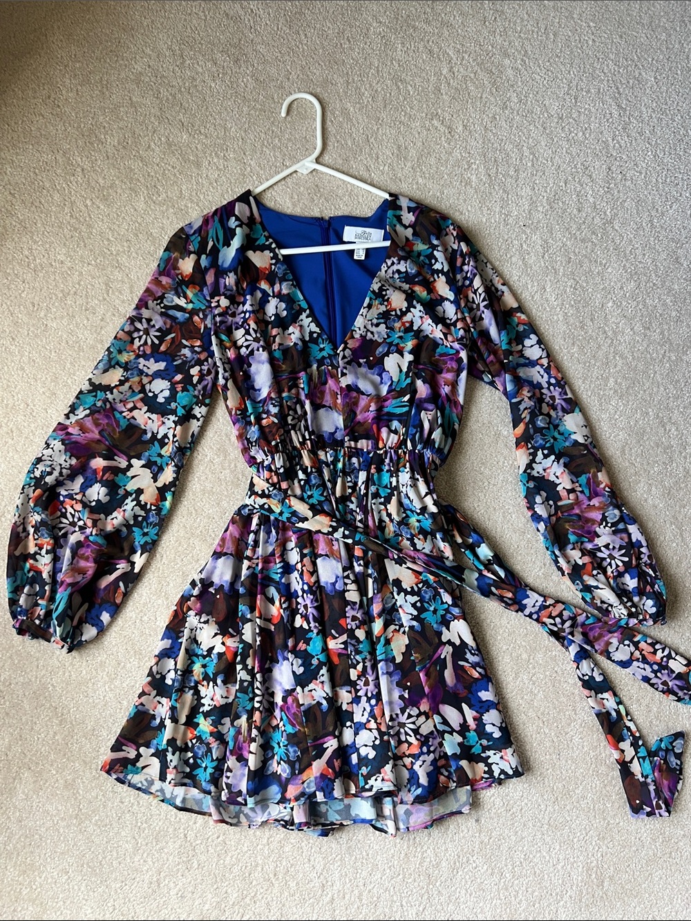 Badgley Mischka Floral Long Sleeve Mini Dress